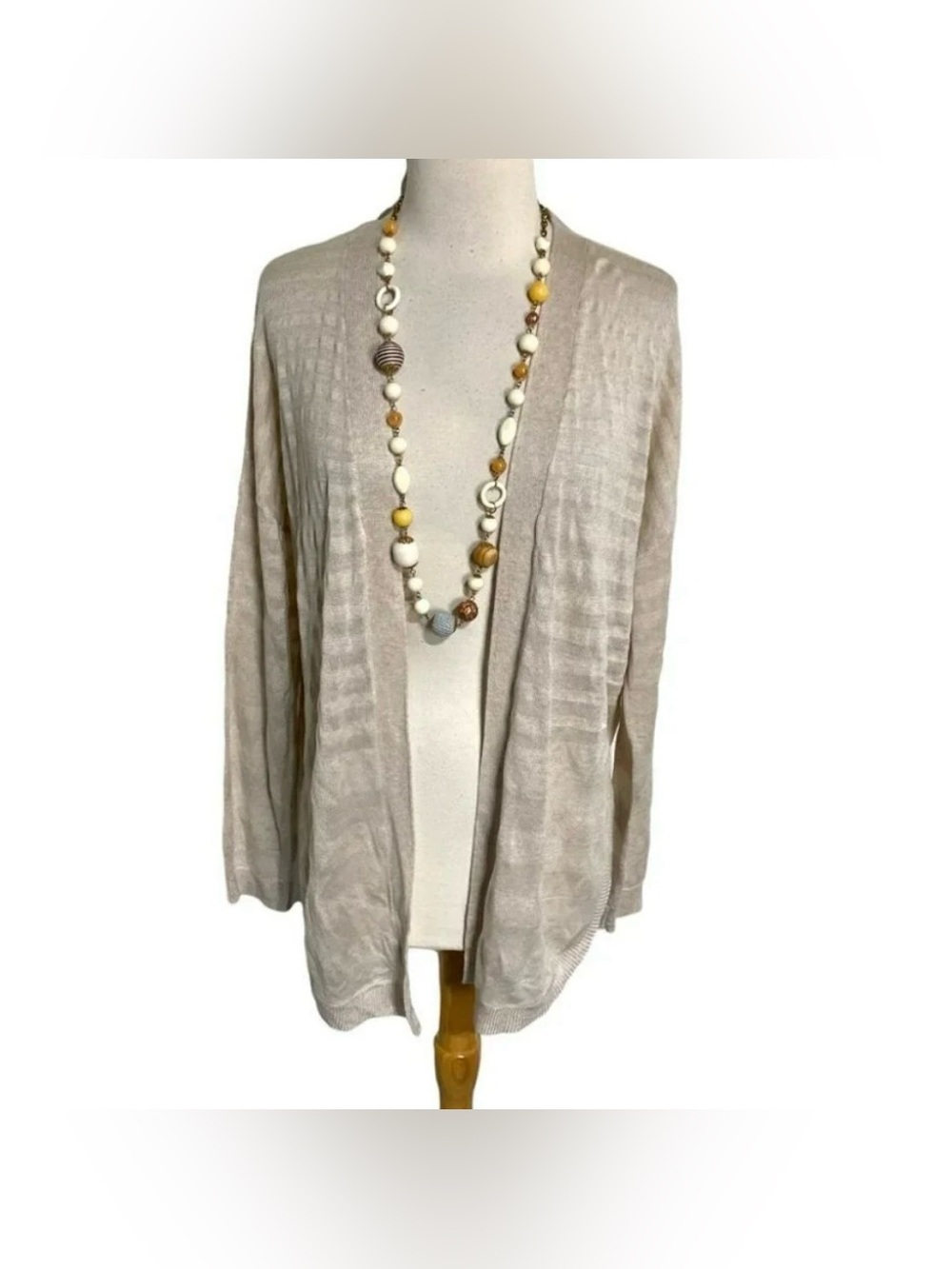 Premise Studio L tan linen blend‎ open cardigan NEW